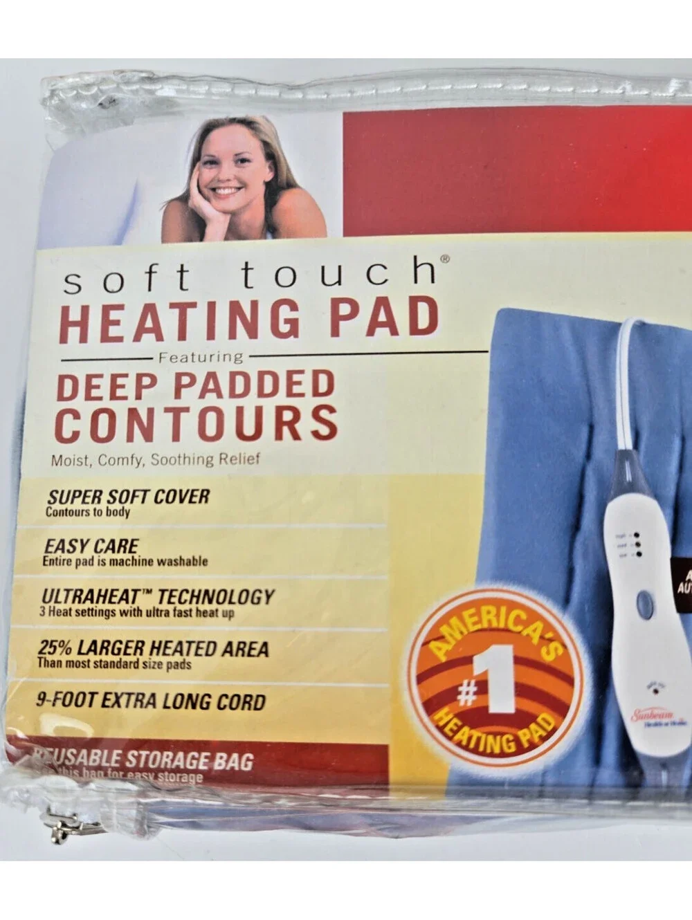 Sunbeam Heating Pad L Pain Relief  4 Settings Auto Shut Off 12 X 19